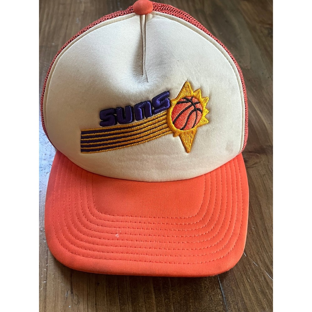 Mitchell & Ness Phoenix Suns Trucker Hat Mens Orange Cream Snapback Mesh Cap NBA